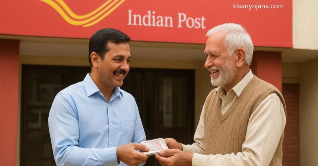 पोस्ट ऑफिस मंथली इनकम स्कीम में निवेश करता निवेशक और मासिक ब्याज प्राप्त करता परिवार